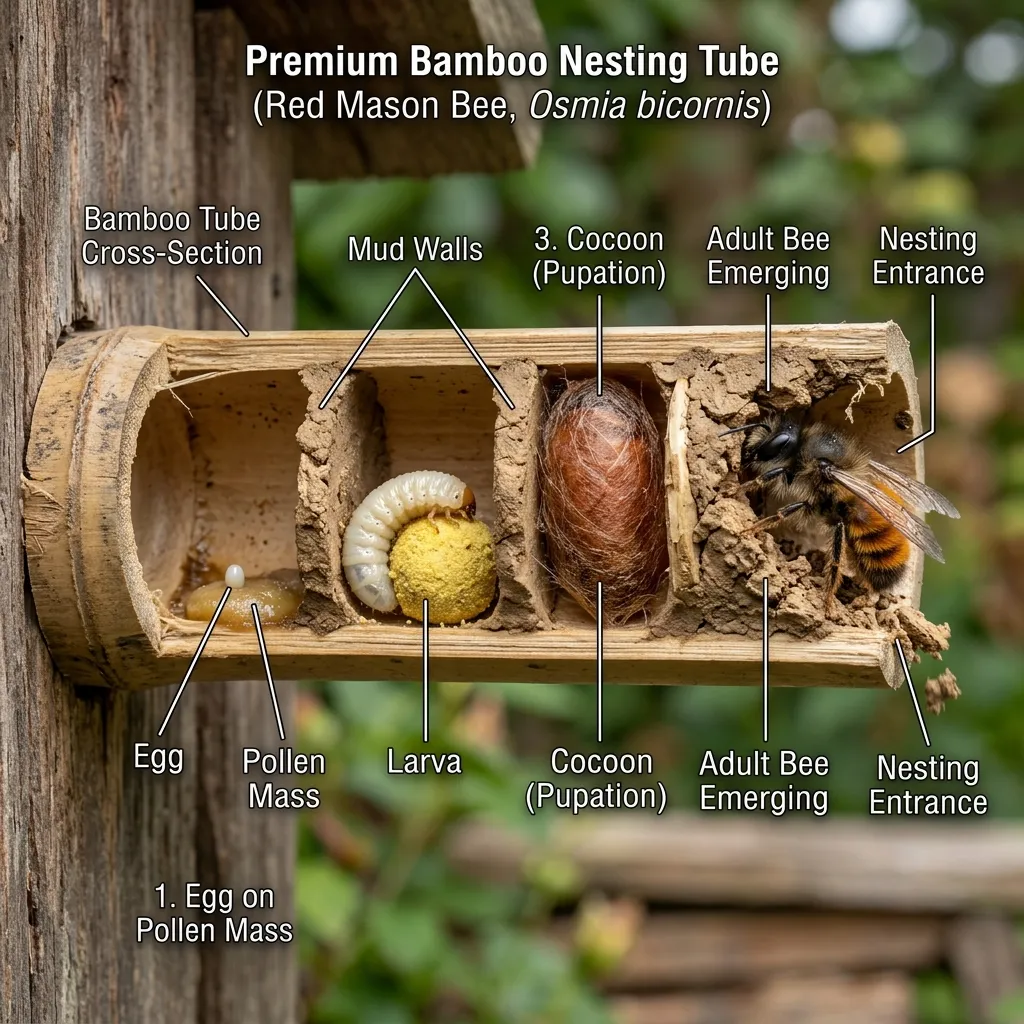 Lifecycle of a Mason Bee inside a bamboo tube