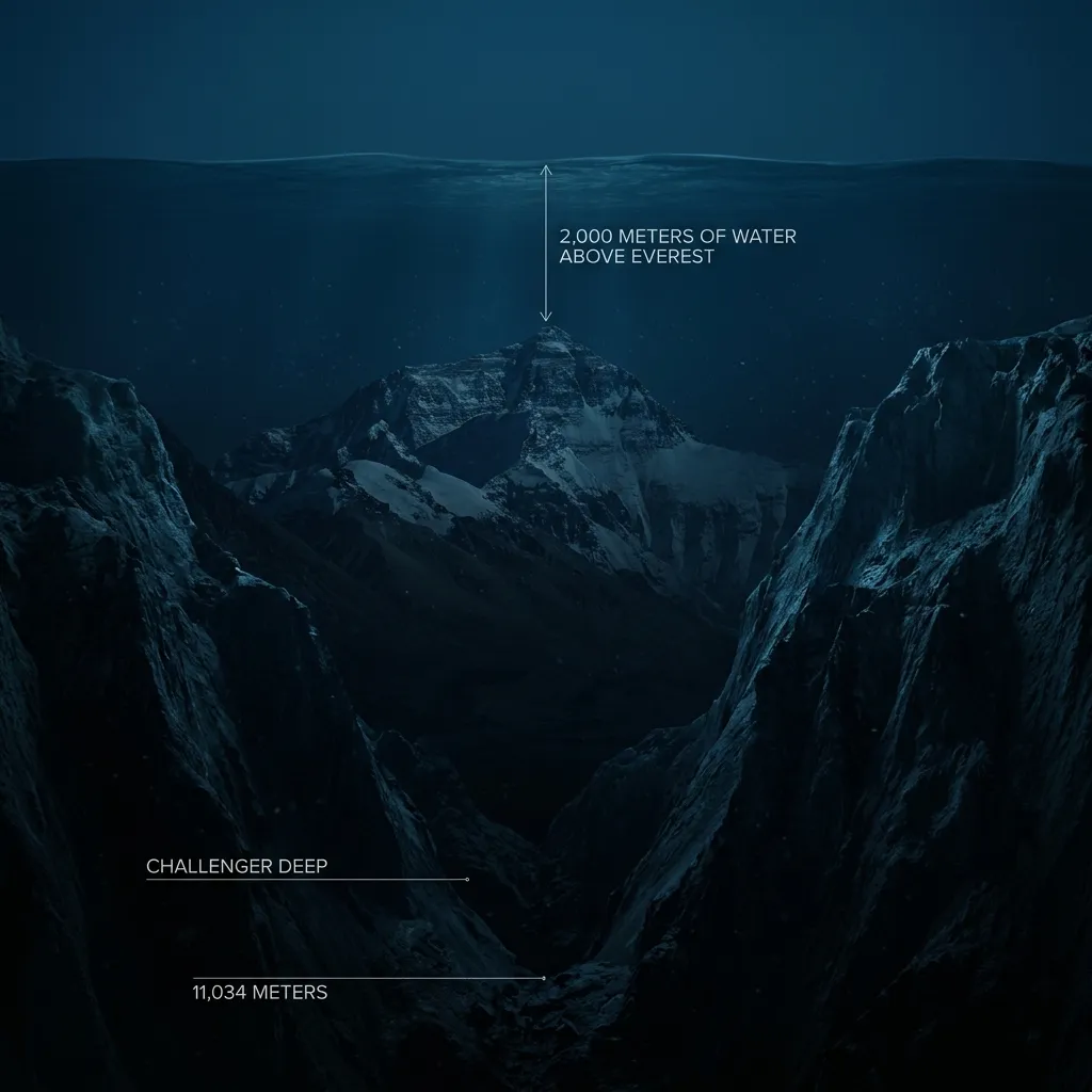 Scale diagram showing Mount Everest inside the Mariana Trench