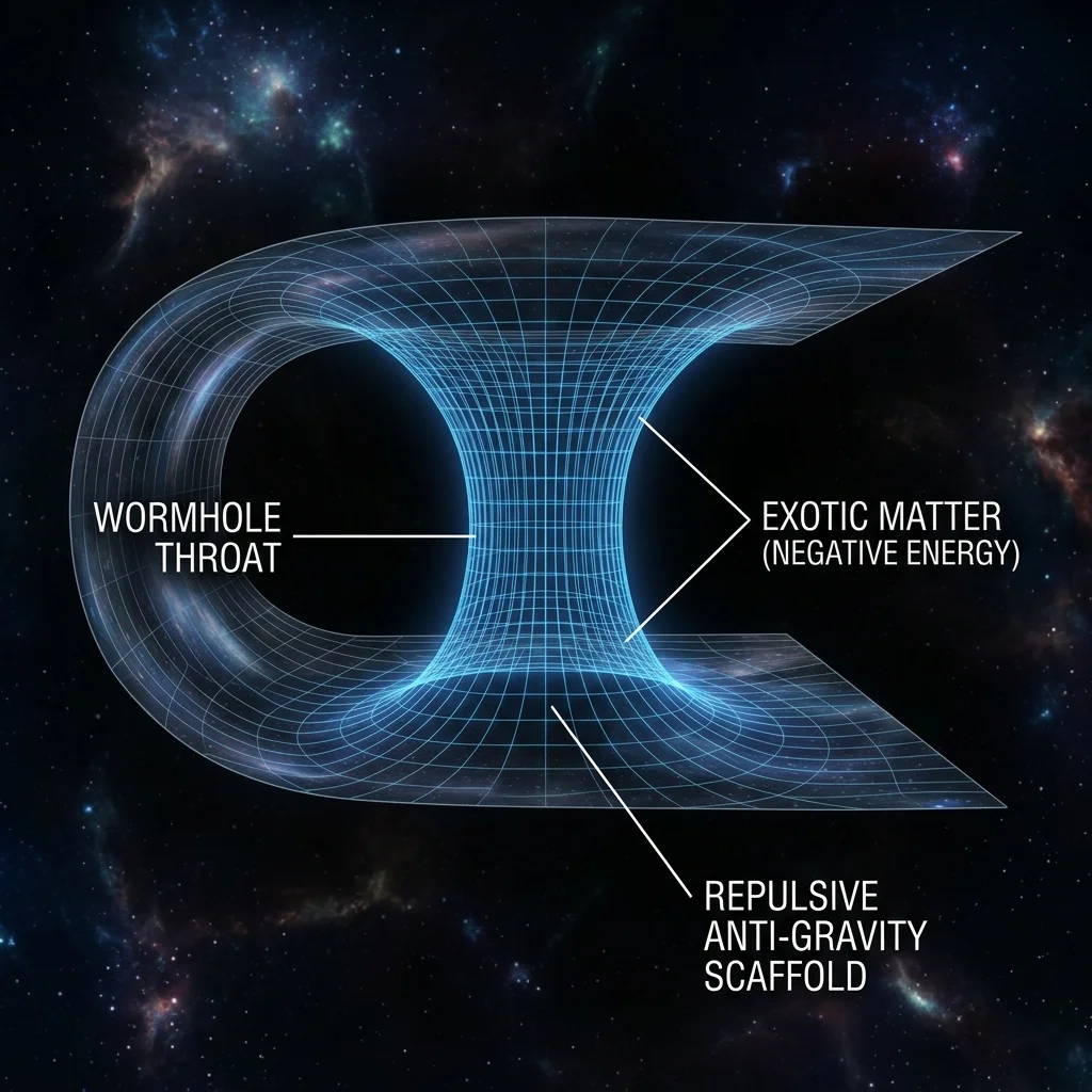 Cross-section of the stable throat of a wormhole lined with exotic matter
